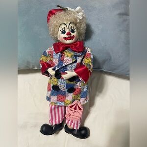 Brinn Colorful Patchwork Kipp the Clown Doll - Pink & multi colored outfit.
